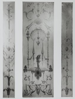 View of painted decoration, North wall, 3rd floor landing