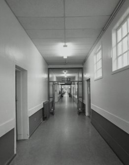 Interior. View of main axial corridor from W
