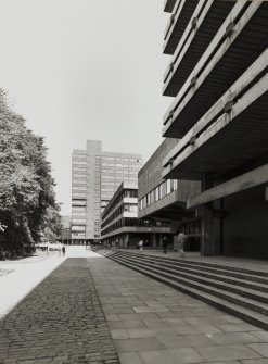 View along the South side buildings of George Square showing the 1960s redevelopment, seen from the West.