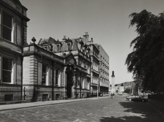 Oblique view of the North side of George Square seen from the West South West with the mosque on Chapel Street in the background.