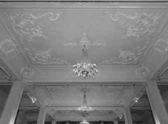 Interior, ground floor, supper room, view of ceiling from S