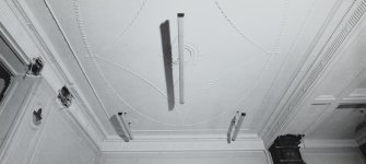 Ground floor, South West apartment. Ceiling and cornice