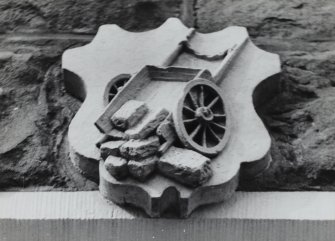 Dunrobin Place.
Detail of lower shield on gable end showing carter's insignia.