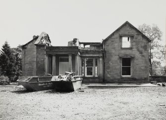 Edinburgh, Gogar Station Road, Kellerstain House. 
View from North, with porch resting on columns.