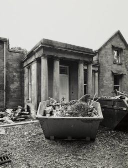 Edinburgh, Gogar Station Road, Kellerstain House.
View from North porch, with no roof, and two skips full of debris.