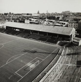 Elevated view of main east stand from south west