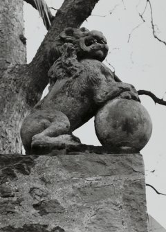 East gate pier, sculptured beast on top, detail