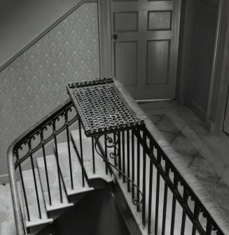 Interior. 1st floor. Stair landing. Butler's shelf. Detail.