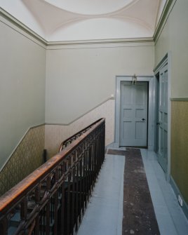 Interior. 2nd floor. Stair landing. View from S.