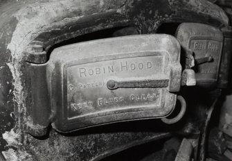Henderson Row, Tram Depot, interior.
Detail of front of 'Robin Hood' boiler in basement.