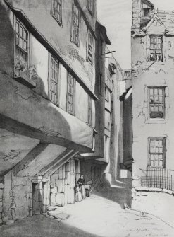 Photographic copy of drawing of Hyndford's Close from James Drummond's "Old Edinburgh"