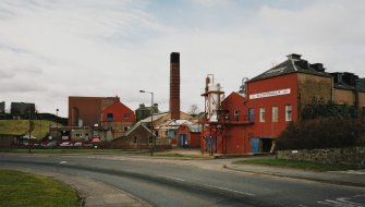 View of entire site from ENE, with Evaporator House in foreground (right)