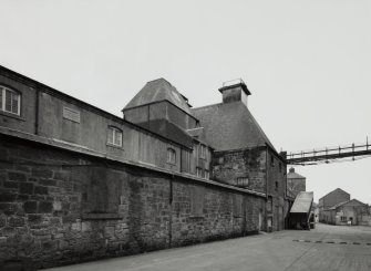 View from SW along  S side of former floor maltings, built in 1857 and re-built in 1914