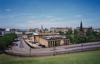 View from South showing the National Gallery of Scotland, the Royal Scottish Academy and Princes Street