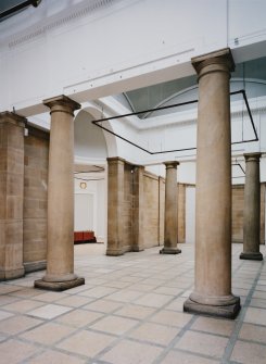 Interior. First floor view of Sculpture Court from East