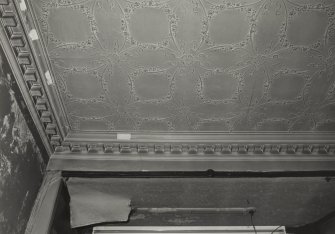 Edinburgh, Morrison Street, George Lindsay Glaziers, interior.
Detail on ground floor of plaster-work on ceiling.