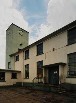 View of NW playground entrance and clock tower from NW