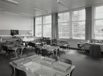 Interior. View of specimen classroom in E range from NW