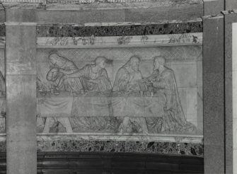 Interior, detail of right hand panel of chancel frieze