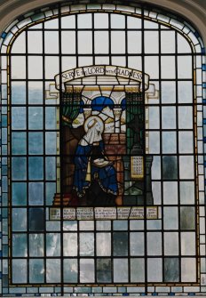 Interior, detail of stained glass; Reused glass by Barnett and Son 1884