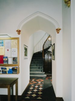 Interior. view of stairwell to balcony