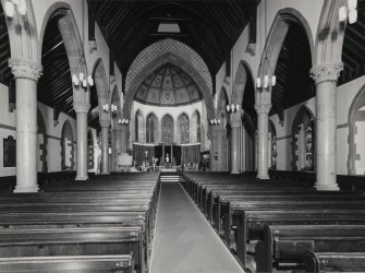 Interior view of St Peter's Church seen from the West.
