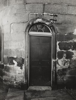 North entrance doorway in watchtower in St Cuthbert's Churchyard.