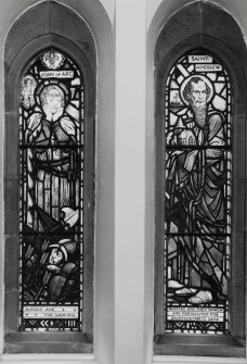 Detail of stained glass in South aisle by Guthrie and Wells, one signed by Charles L Davidson  depicting the Beatitudes c. 1927