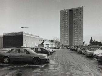 View of car park and upper level from West.