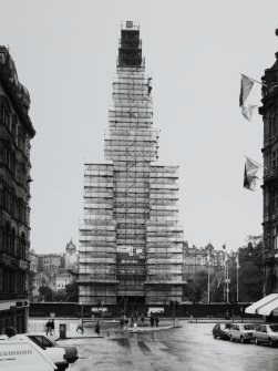 View from north of the monument encased in scaffolding