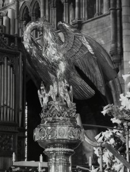 Interior.
Detail of brass lectern showing eagle and eaglet.