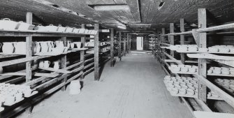 Edinburgh, Portobello, Pipe Street, Thistle Street, interior.
View of drying shed on first floor with drying racks from South