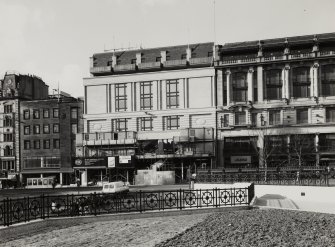 Edinburgh, 33-38 Princes Street.
General view of south elevation of Princes Street from Nos 30 - 42 showing C & A in the course of restoration/rebuilding work.