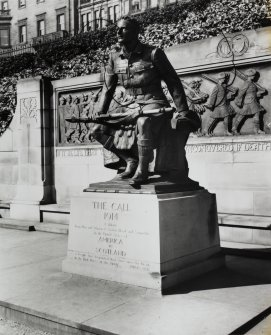 View from south east of memorial showing statue in detail.
