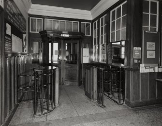 Edinburgh, Portobello, 57 Promenade, Portobello Baths.
View of turnstiles, interior.