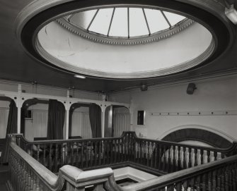 Edinburgh, Portobello, 57 Promenade, Portobello Baths.
Detail of balcony in Turkish baths, interior.