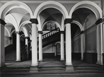 112 Princes Street, Conservative Club, interior.    View of entrance hall from south.