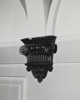112 Princes Street, Conservative Club, interior.   Detail of corbel supporting arcade.