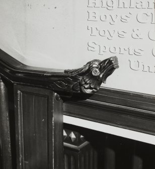 30 Princes Street, detail of head of stair newal (2); carved ?dragon head.