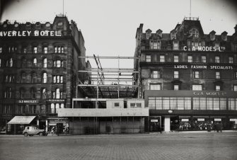 View from south of 33 - 44 Princes Street showing Waverley Hotel, Jays under construction and C & A Modes.