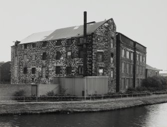 Edinburgh, Quayside Street, Quayside Mills.
General view of the mill buildings across the Water of Leith.