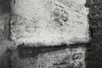Edinburgh, Quayside Street, Quayside Mills, St. Ninian's Church.
Detail of West end of South wall, section of cavetto moulded string-course.