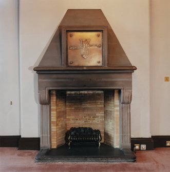 Lower ground floor, dining room, fireplace, detail.