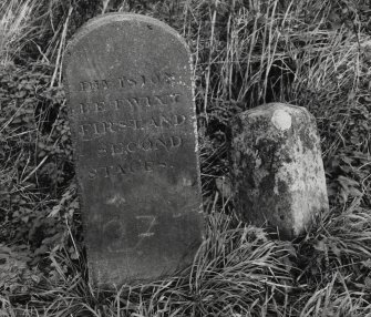 View of milestone and marker post