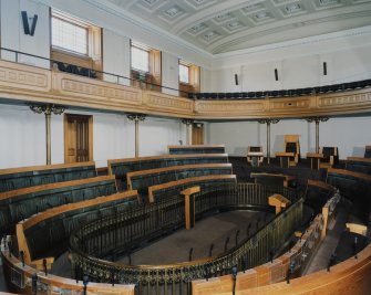 Interior, ground floor, assembly hall, view from NW