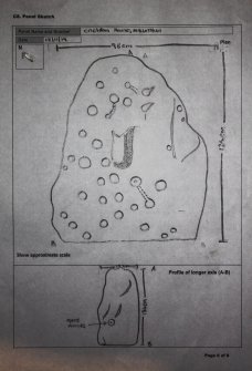 Scanned image of rock art panel sketch, from Scotland's Rock Art project, Crichton Mains, Midlothian