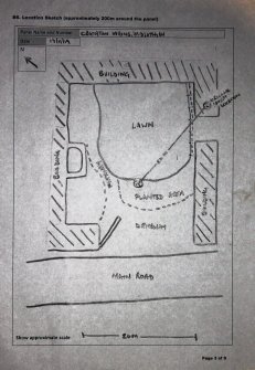 Scanned image of rock art location sketch, from Scotland's Rock Art project, Crichton Mains, Midlothian