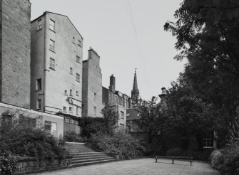 General view from South West showing the South elevation of the High Street buildings.