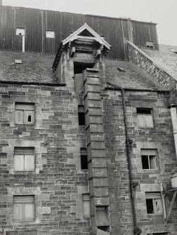 Edinburgh, Leith, Salamander Street, Seafield Maltings.
View of chute on North-East frontage.