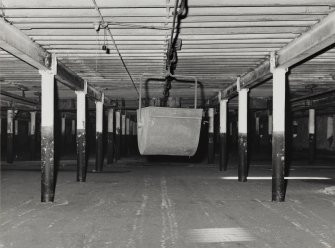 Edinburgh, Leith, Salamander Street, Seafield Maltings, interior.
General interior view of malting floor and suspended bucket.